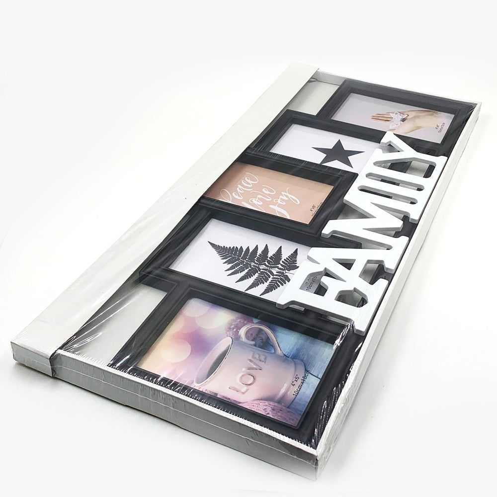 Rama foto colaj neagra FAMILY 5 poze PH195BW - Green Print