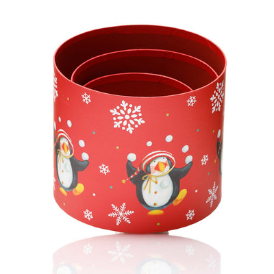 Cutii rotunde Craciun model pinguini - set 3 buc CUH-W7825 - Green Print