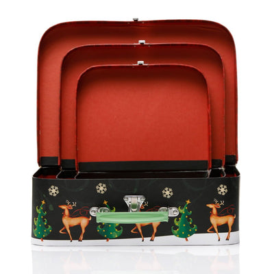 Cutii tip geanta model Rudolf - set 3 buc CUH-W7835 - Green Print