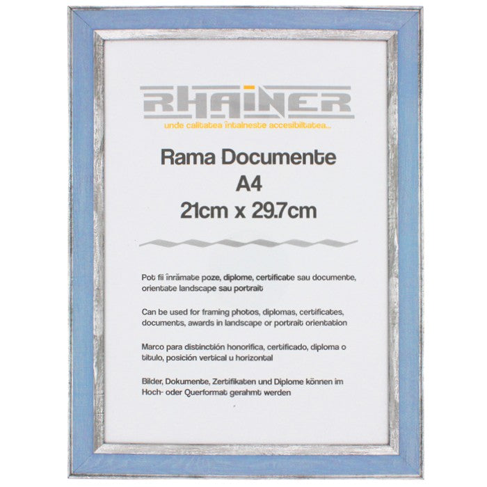 Alicante blue+silver photo frame A4