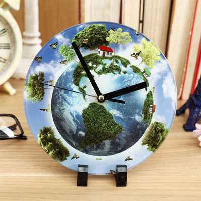 Ceas sticla sublimare rotund 18cm CSr18 - Green Print