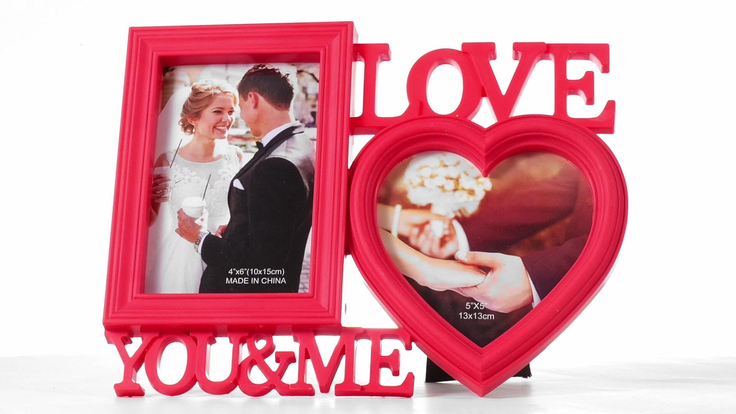 Рамка за снимки колаж червена LOVE YOU&ME 2 снимки