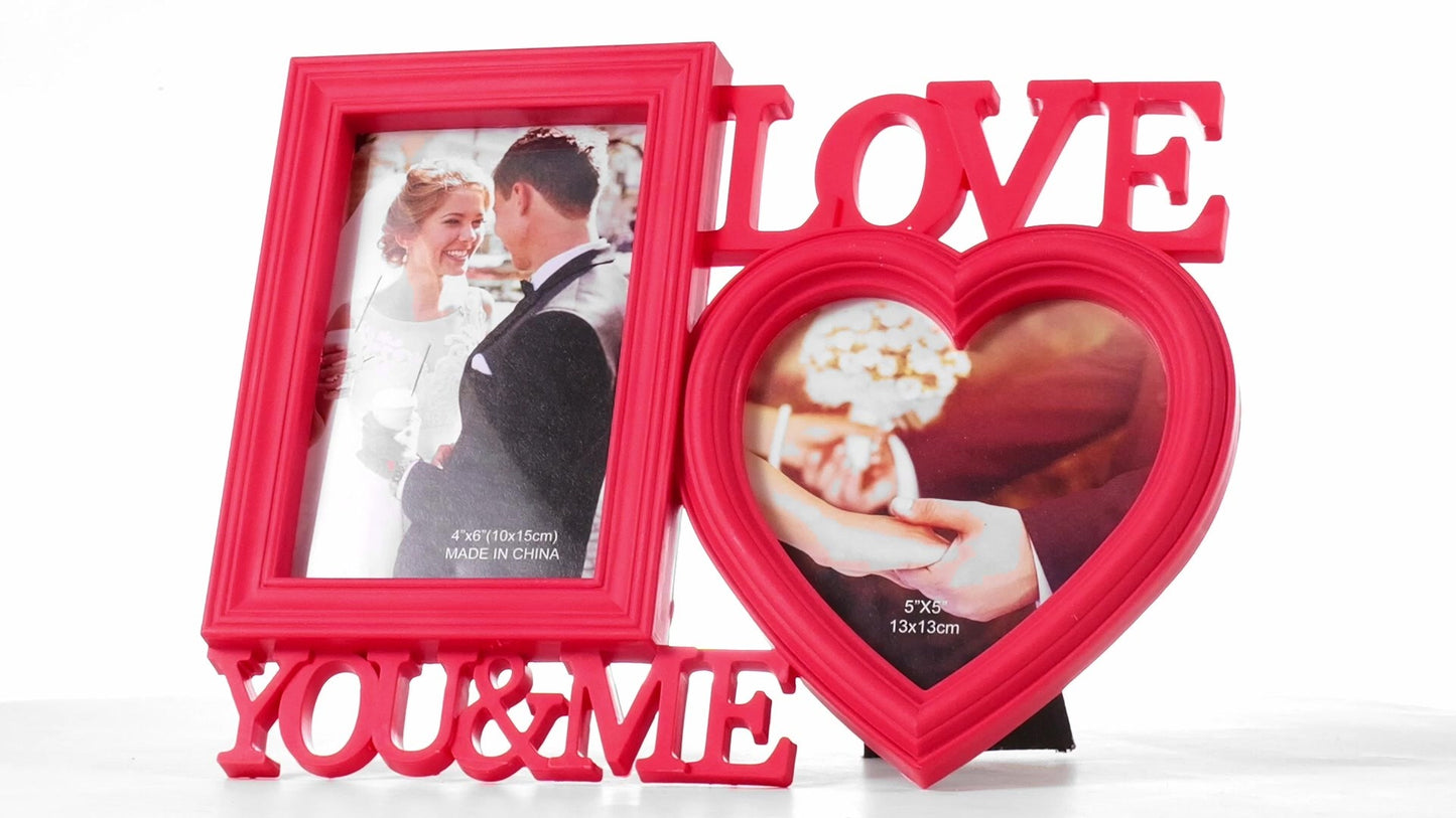 Рамка за снимки колаж червена LOVE YOU&ME 2 снимки