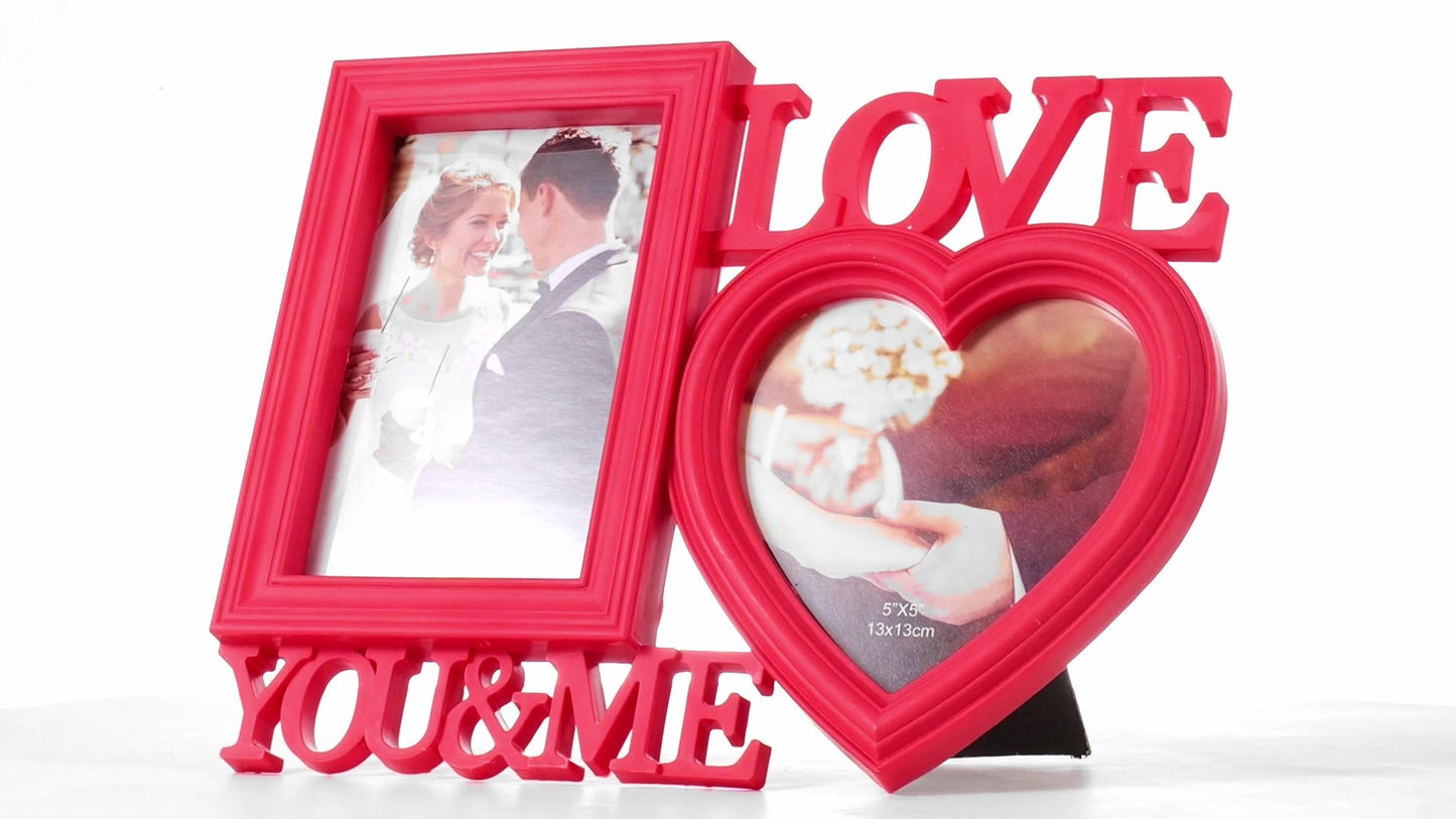 Рамка за снимки колаж червена LOVE YOU&ME 2 снимки