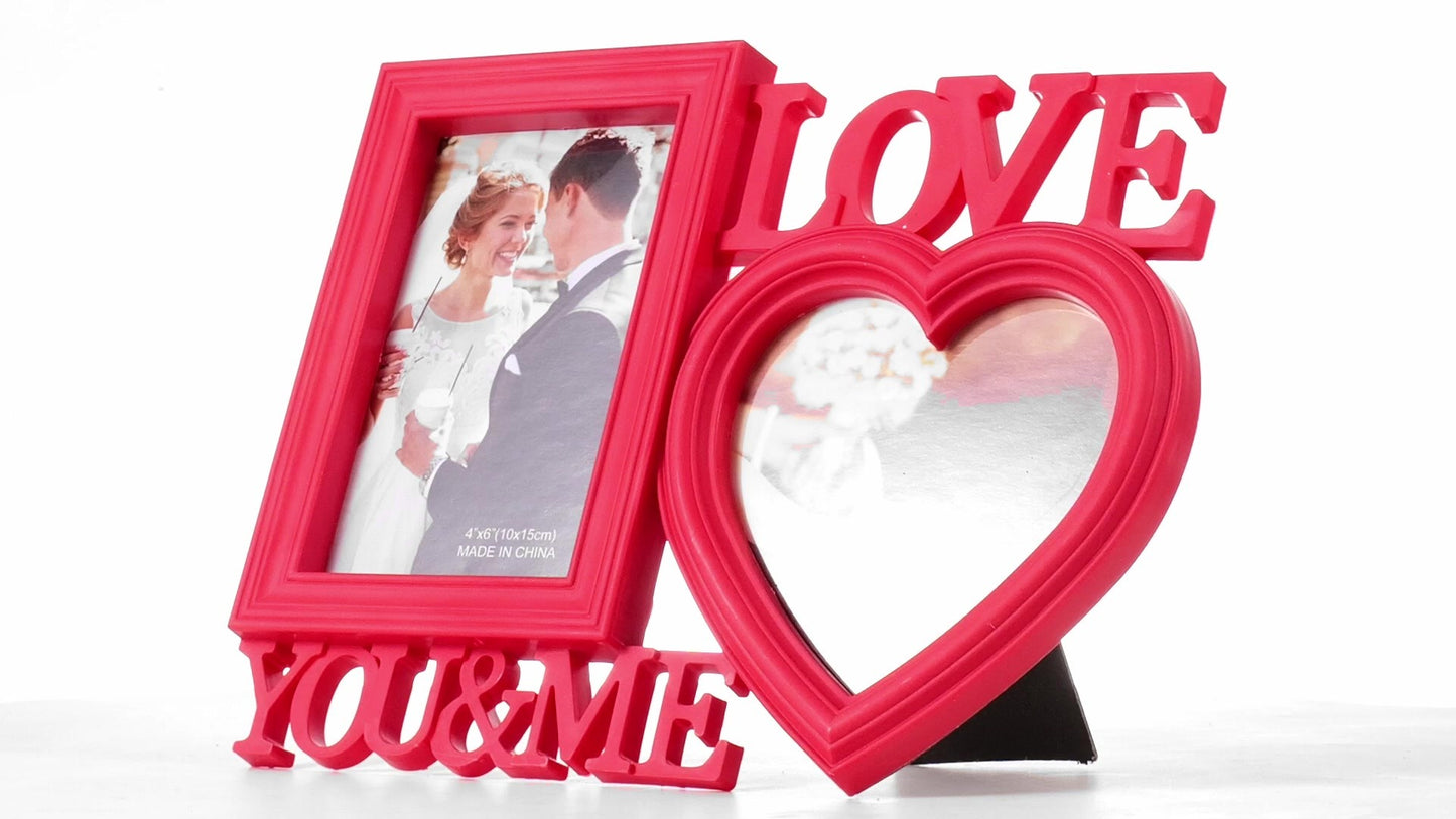 Рамка за снимки колаж червена LOVE YOU&ME 2 снимки