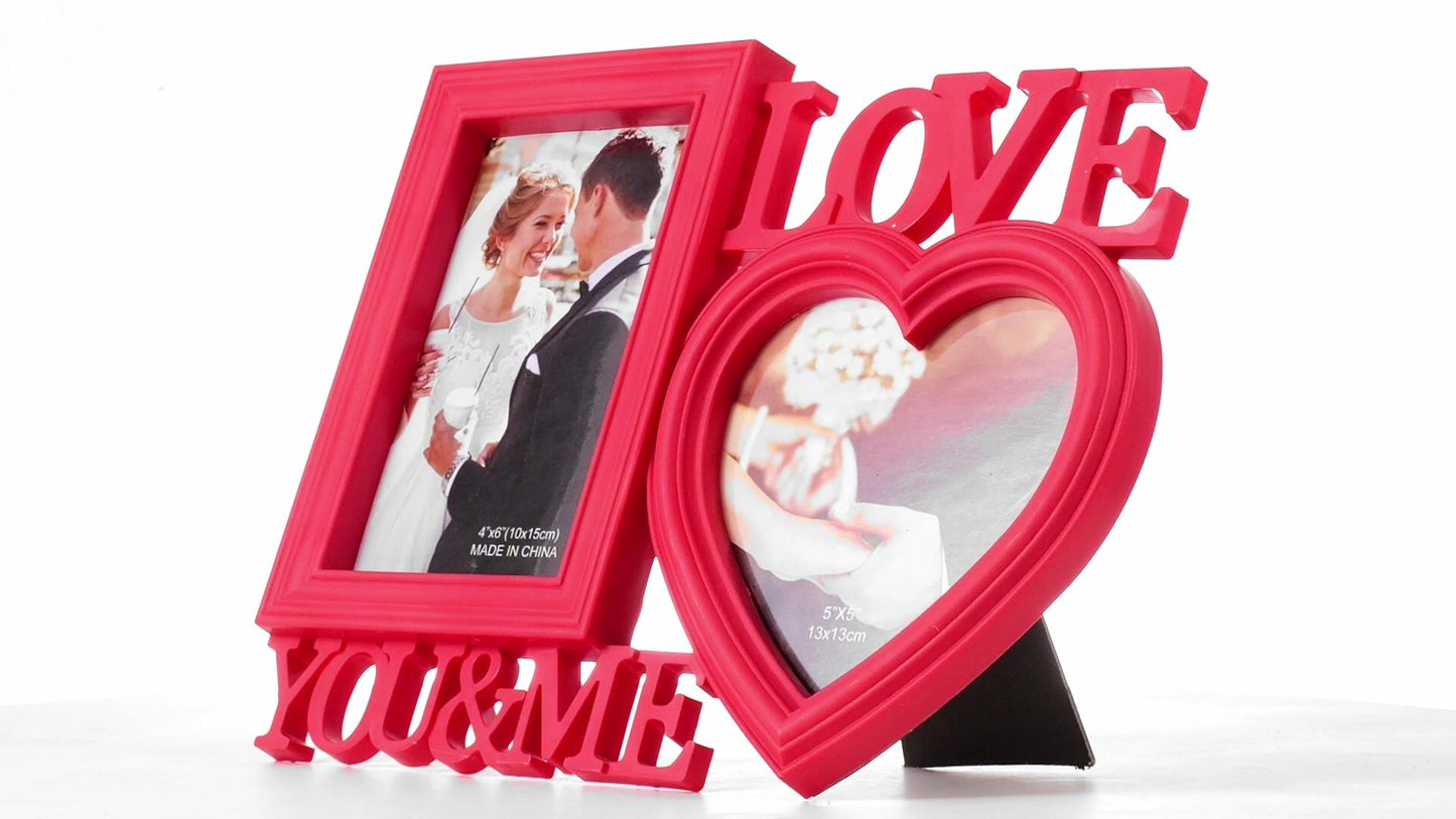 Рамка за снимки колаж червена LOVE YOU&ME 2 снимки