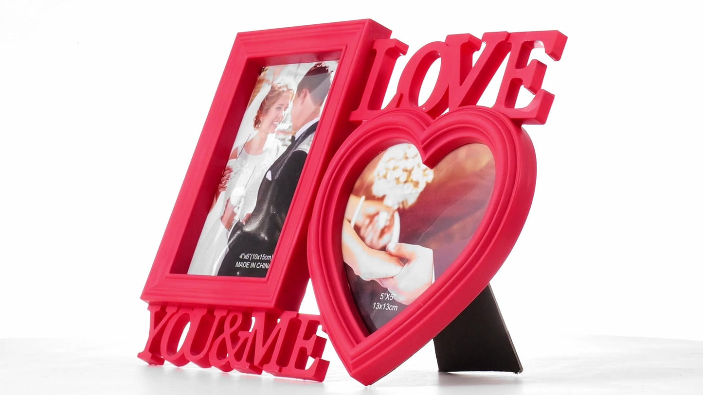Рамка за снимки колаж червена LOVE YOU&ME 2 снимки