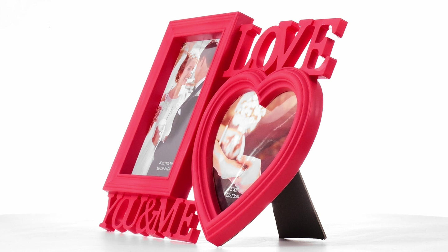 Рамка за снимки колаж червена LOVE YOU&ME 2 снимки