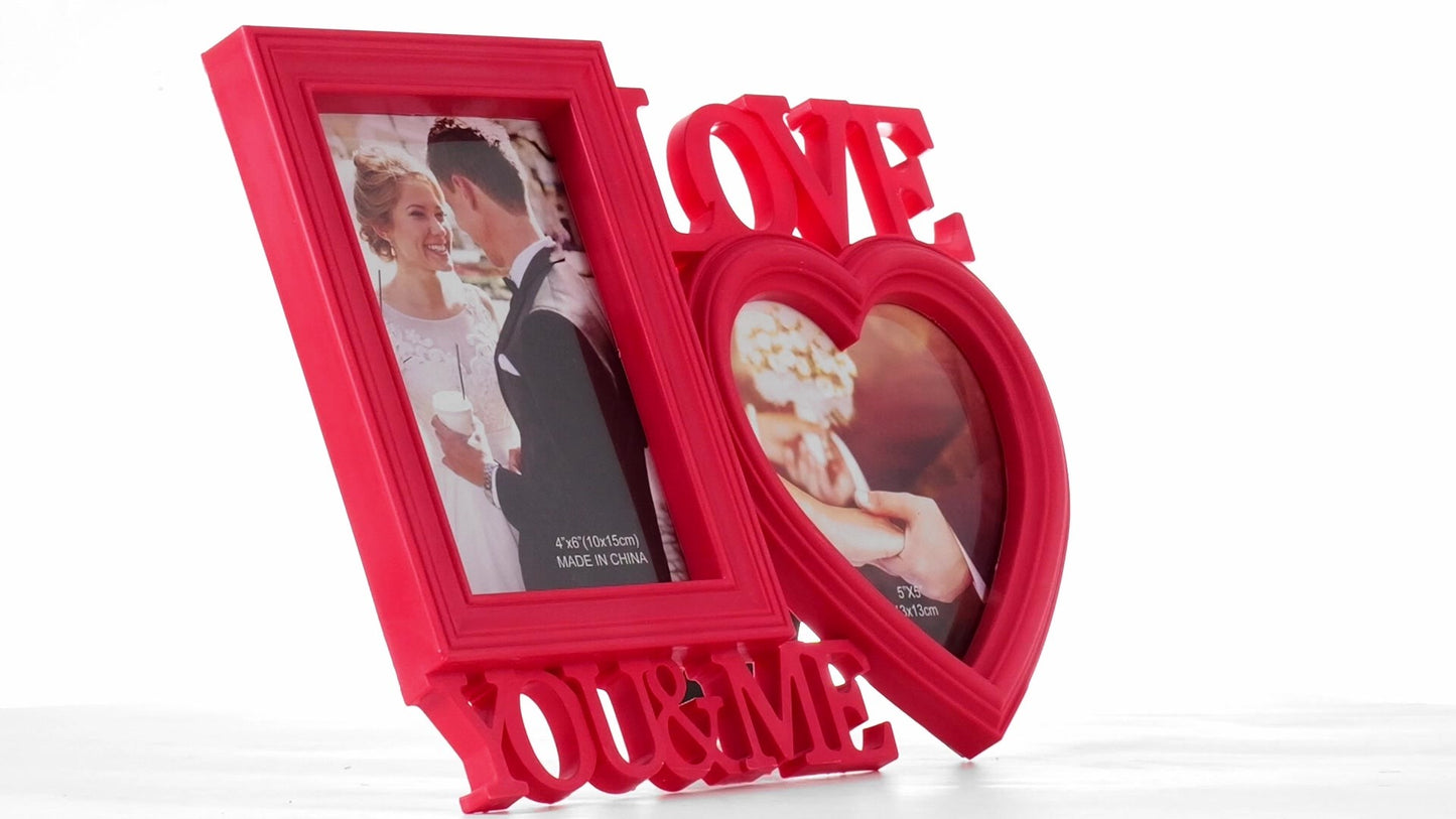 Рамка за снимки колаж червена LOVE YOU&ME 2 снимки