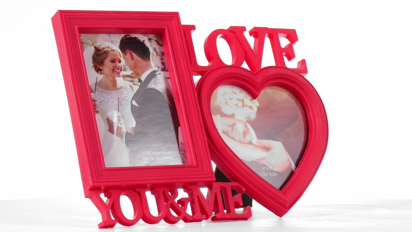 Рамка за снимки колаж червена LOVE YOU&ME 2 снимки