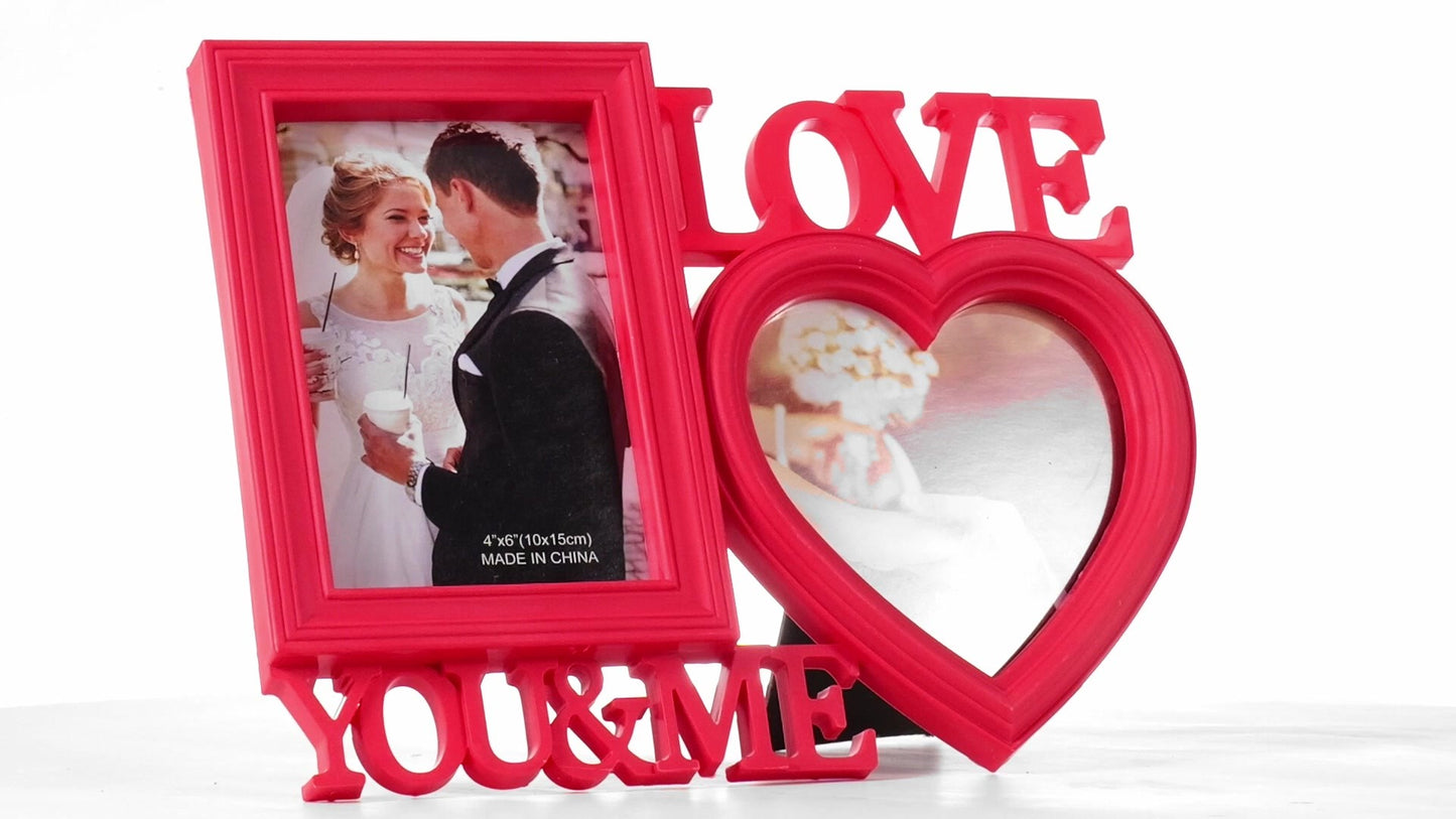 Рамка за снимки колаж червена LOVE YOU&ME 2 снимки