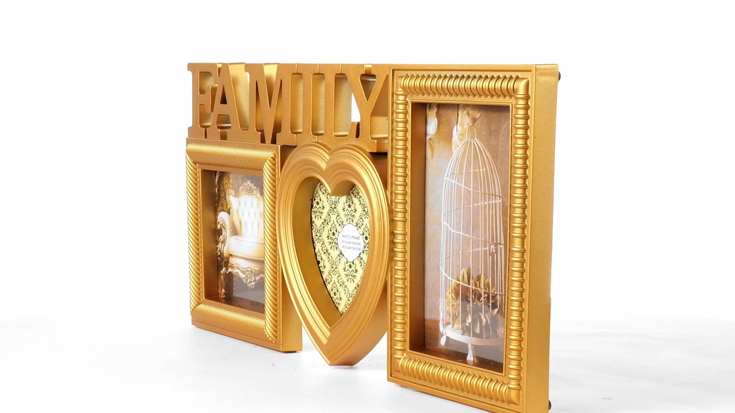 Рамка за снимки колаж Family златист 3 снимки