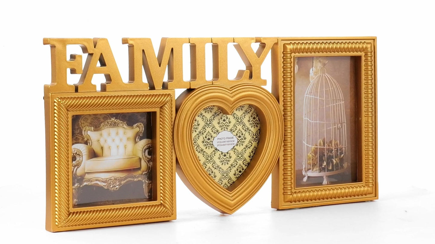 Рамка за снимки колаж Family златист 3 снимки