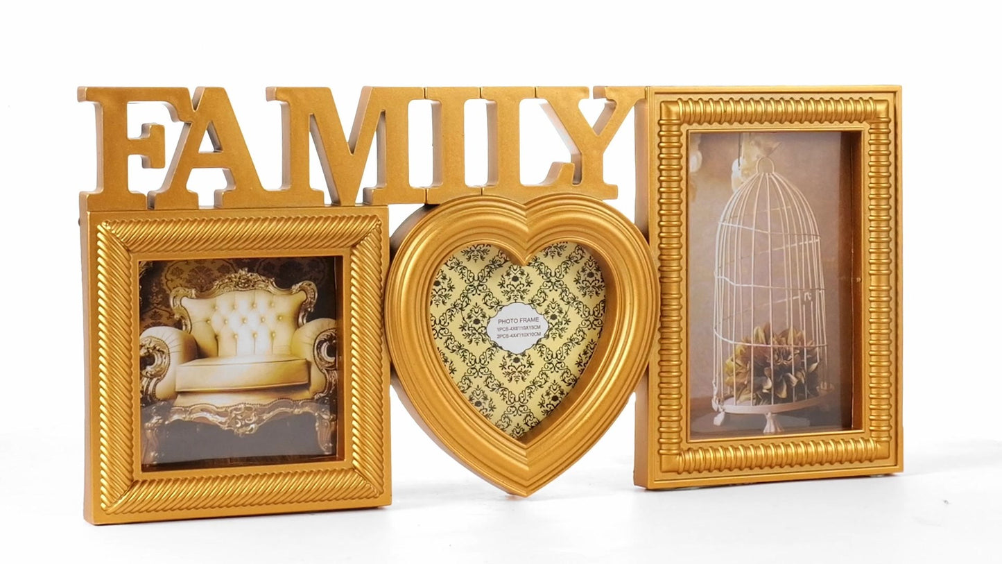 Рамка за снимки колаж Family златист 3 снимки