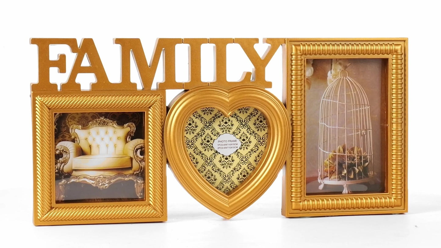 Рамка за снимки колаж Family златист 3 снимки