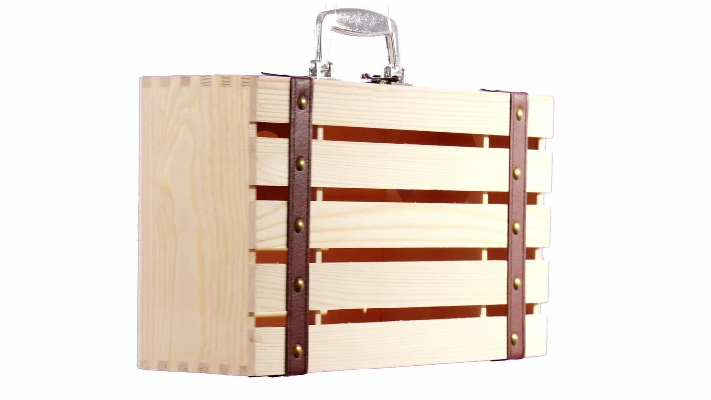 Cutie lemn tip cufar pentru 2 sticle de vin