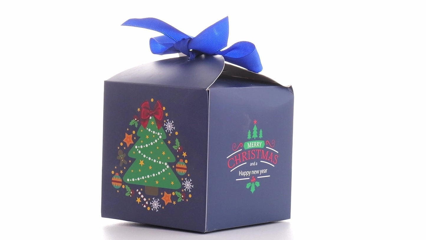 Кутия за чаши Коледа с синя панделка