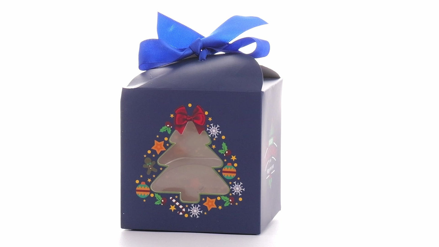 Cutie cani Craciun cu funda albastra