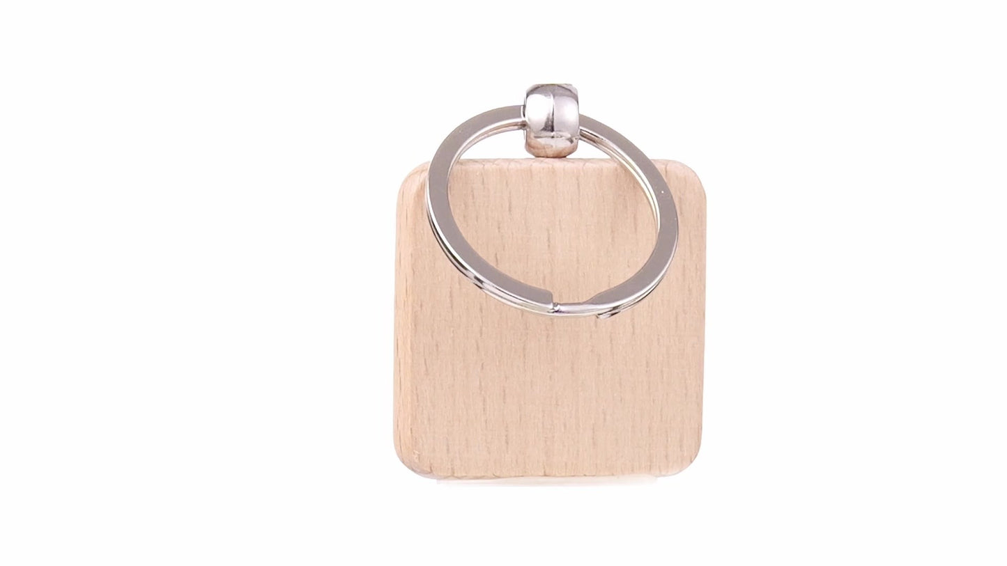 Square wooden keychain