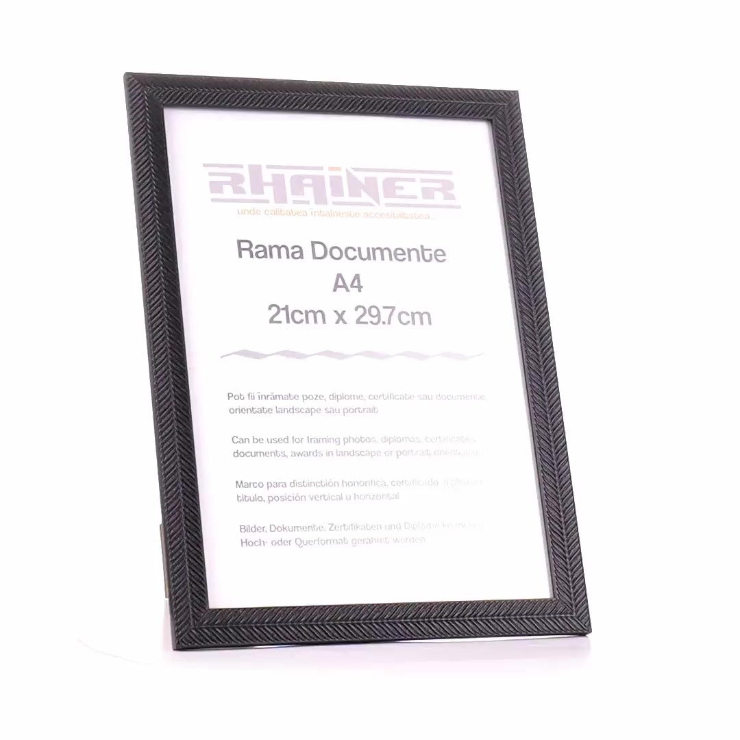 Textured black Leon photo frame A4