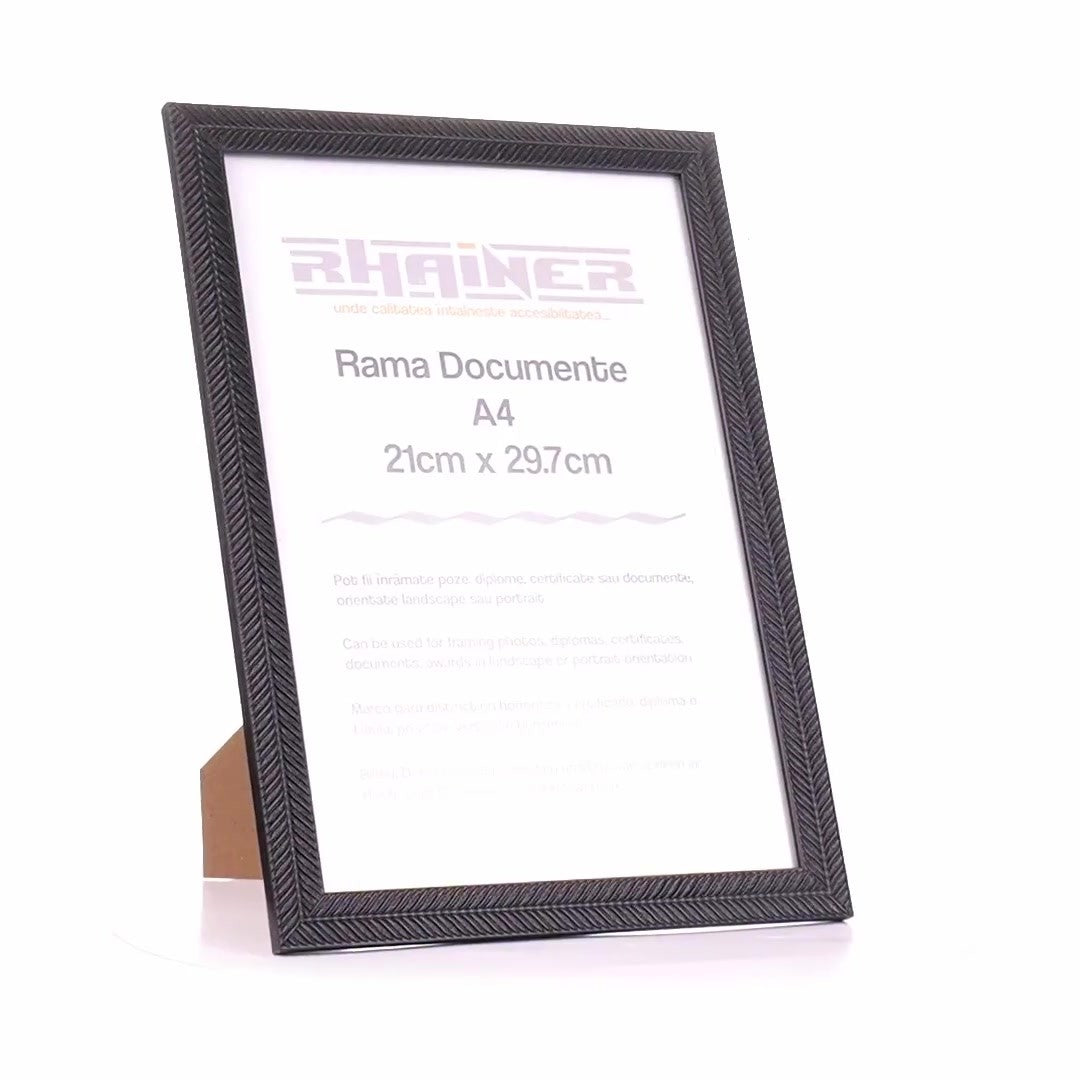 Textured black Leon photo frame A4