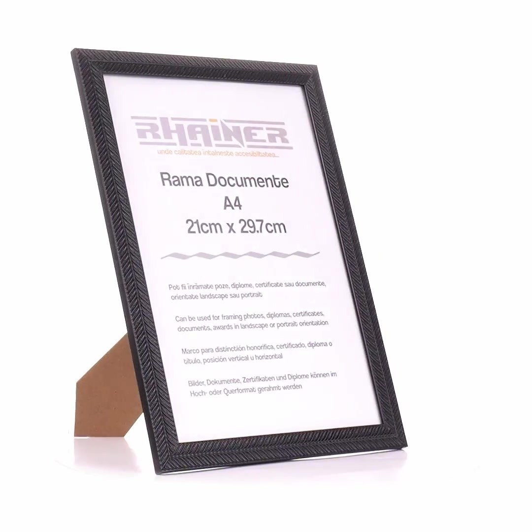 Textured black Leon photo frame A4