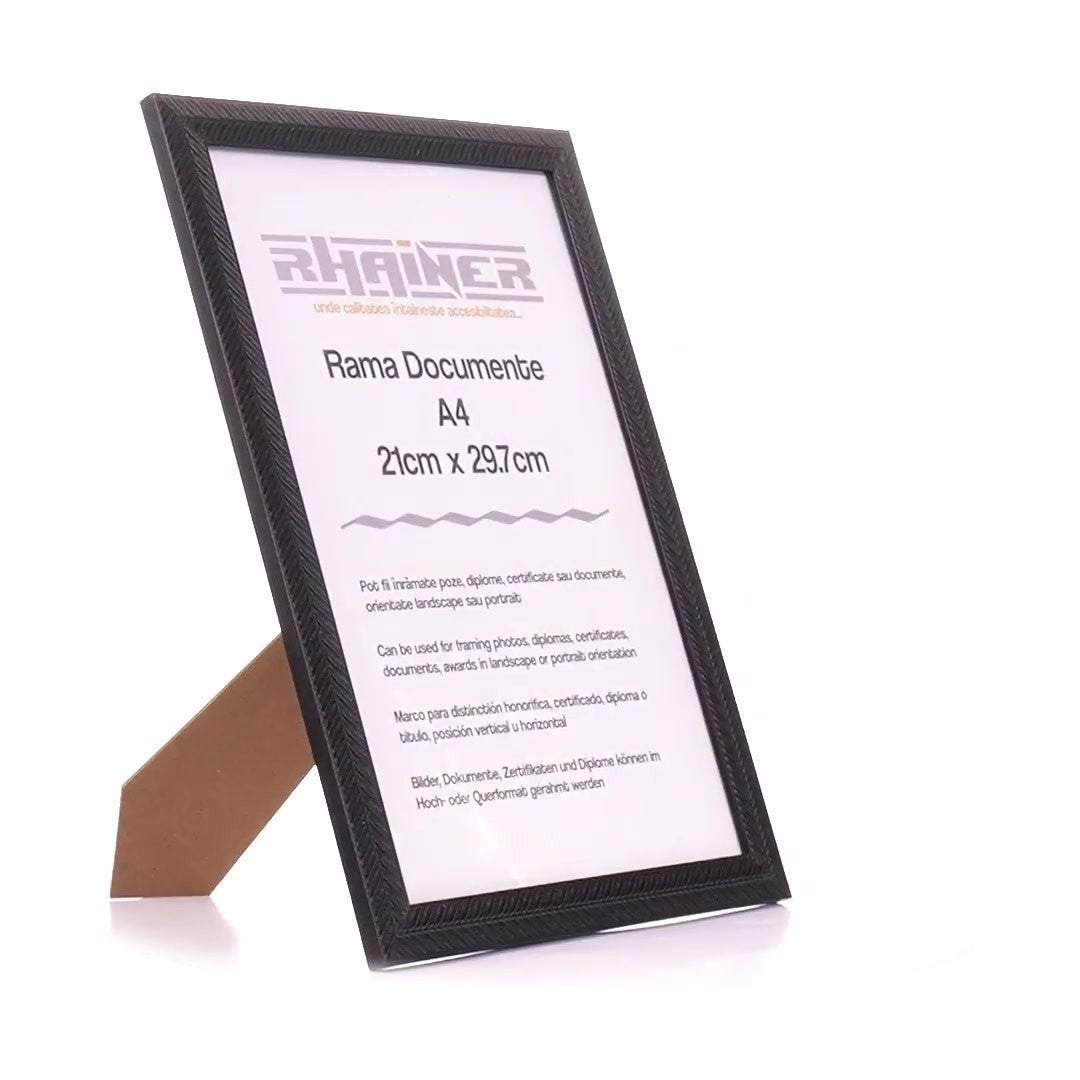 Textured black Leon photo frame A4
