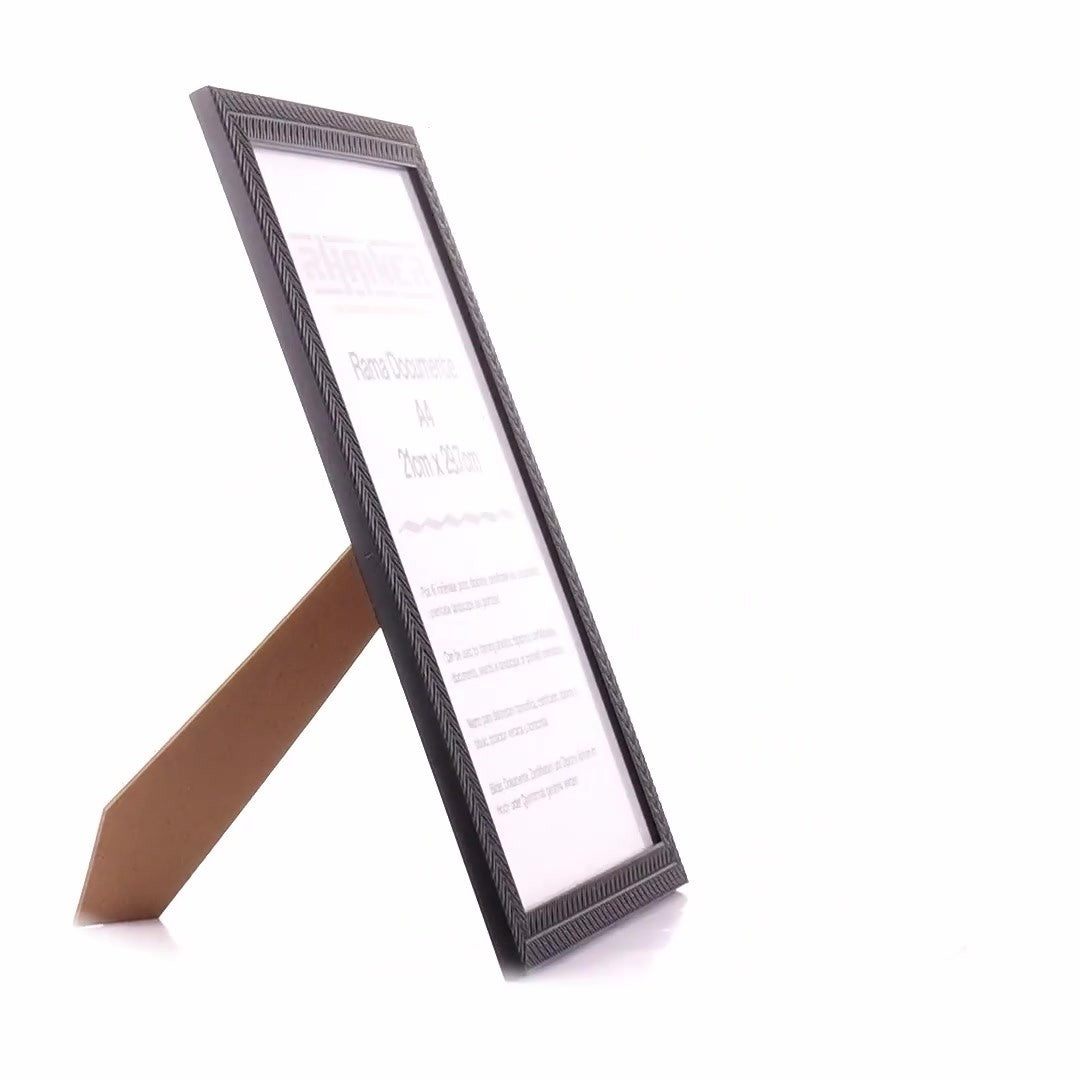 Textured black Leon photo frame A4