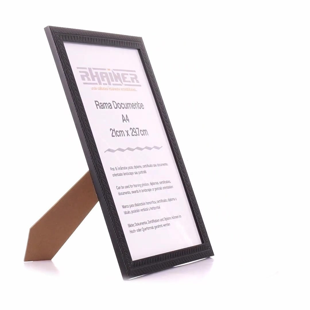 Textured black Leon photo frame A4