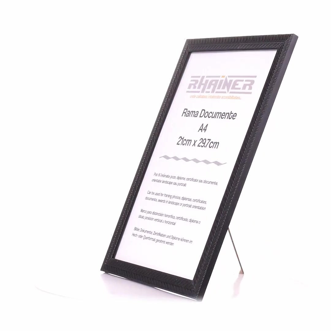 Textured black Leon photo frame A4