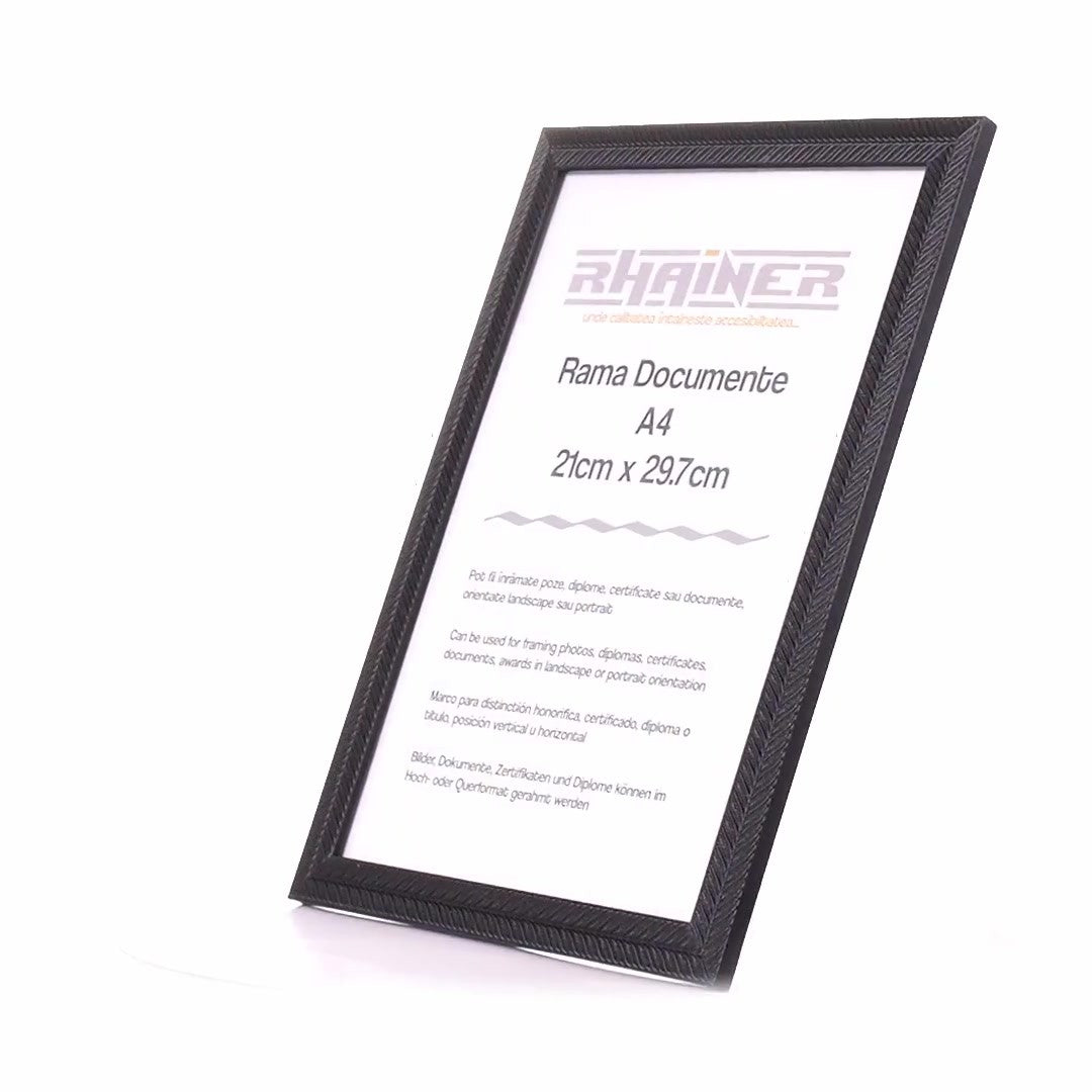Textured black Leon photo frame A4