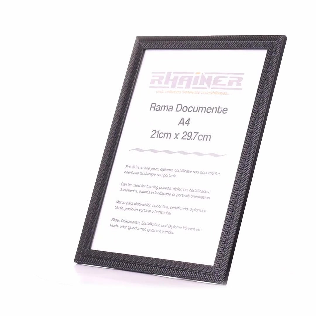 Textured black Leon photo frame A4