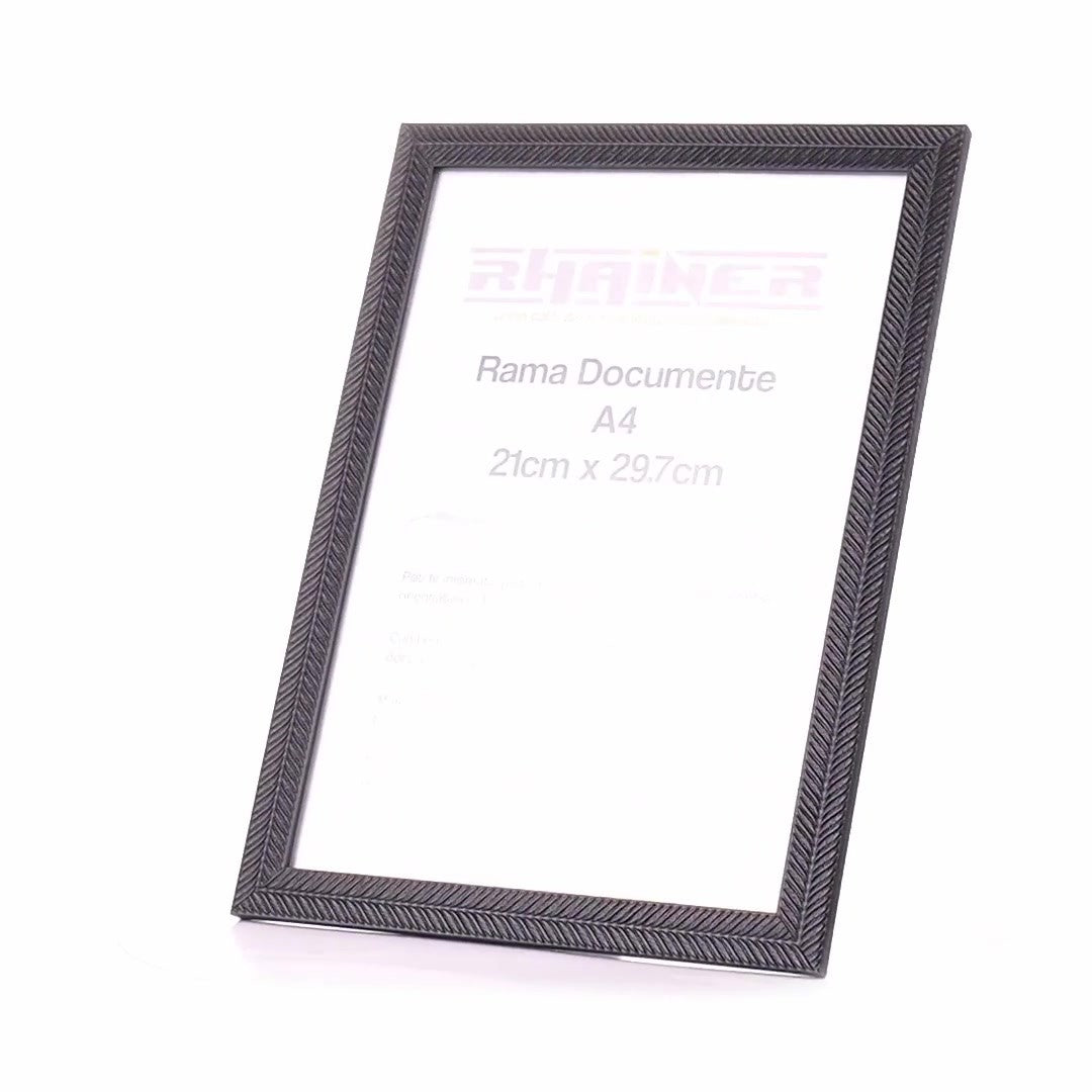 Textured black Leon photo frame A4