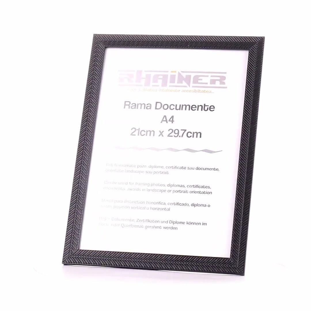 Textured black Leon photo frame A4