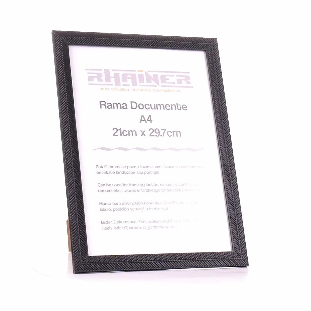 Textured black Leon photo frame A4