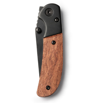 Briceag negru cu maner de lemn gravabil GOLIAT