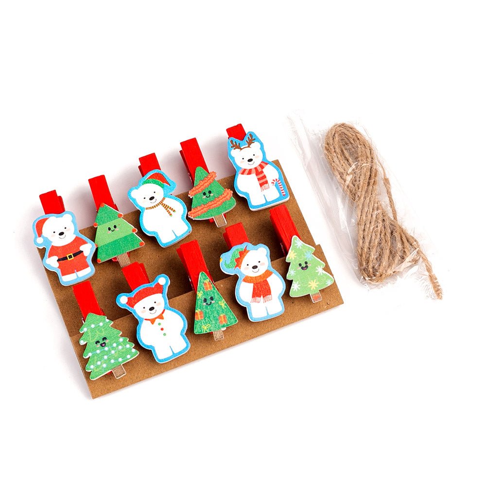 Mini carlige decorative CRACIUN2 - set 10 buc PR9001023 - Green Print