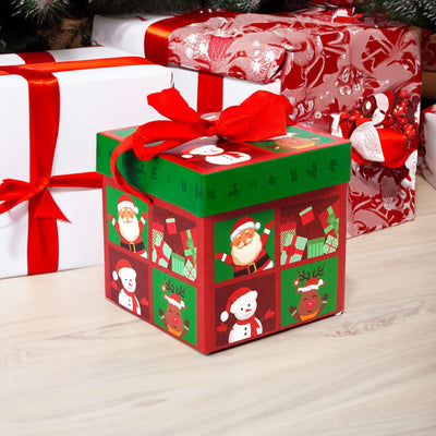 Cutie cani Craciun cu capac si funda rosu+verde B7135963 - Green Print