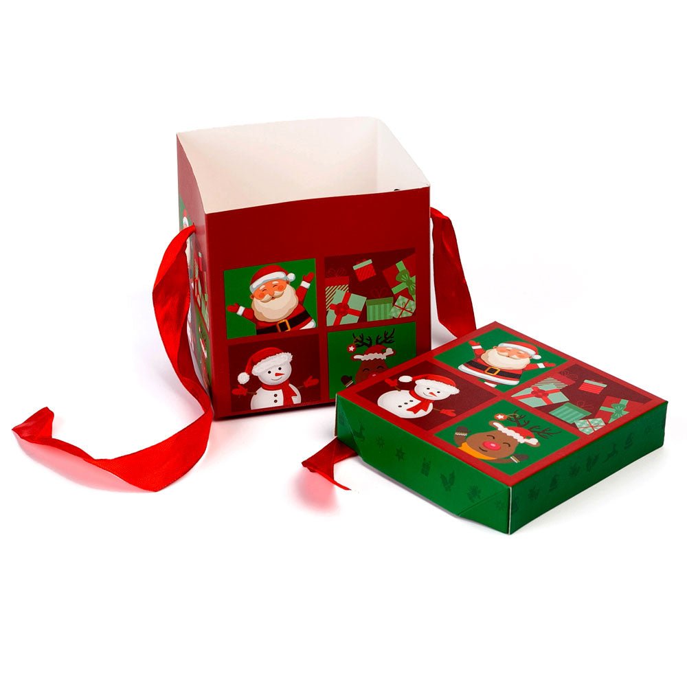 Cutie cani Craciun cu capac si funda rosu+verde B7135963 - Green Print