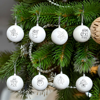 Globuri de brad de colorat - set 8 buc