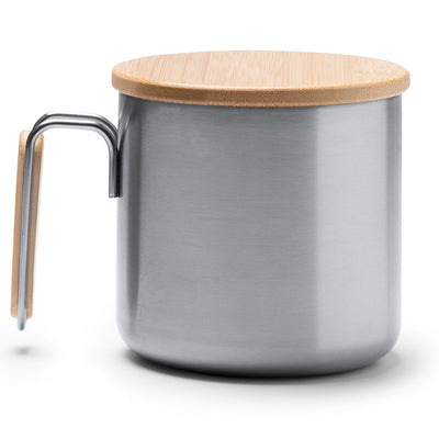 Cana din otel reciclat cu capac de lemn