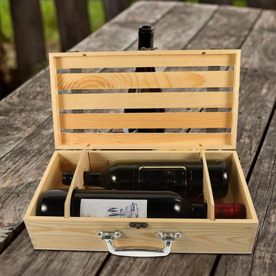 Cutie lemn tip cufar pentru 2 sticle de vin