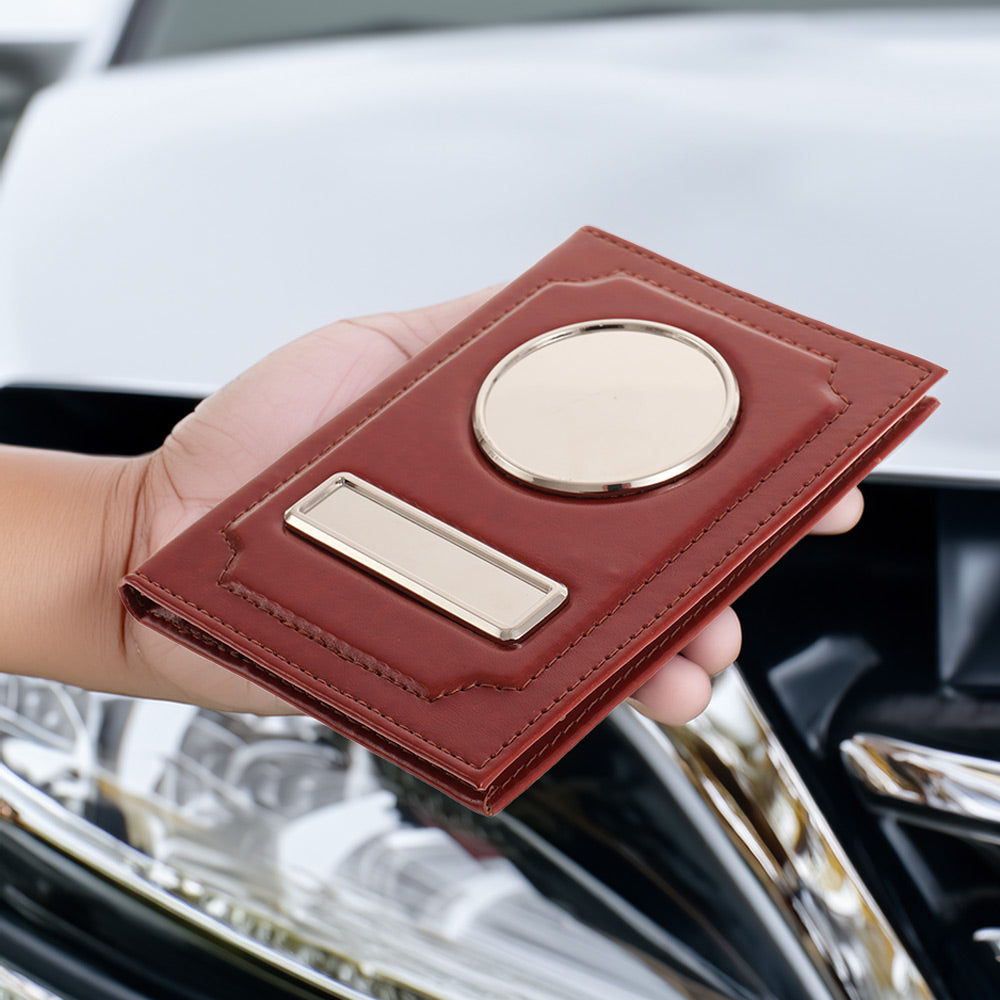 Portofel acte AUTO sigla si numar inmatriculare - maro