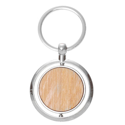 Breloc gravabil rotund rotativ lemn+metal KO1147S101 - Green Print