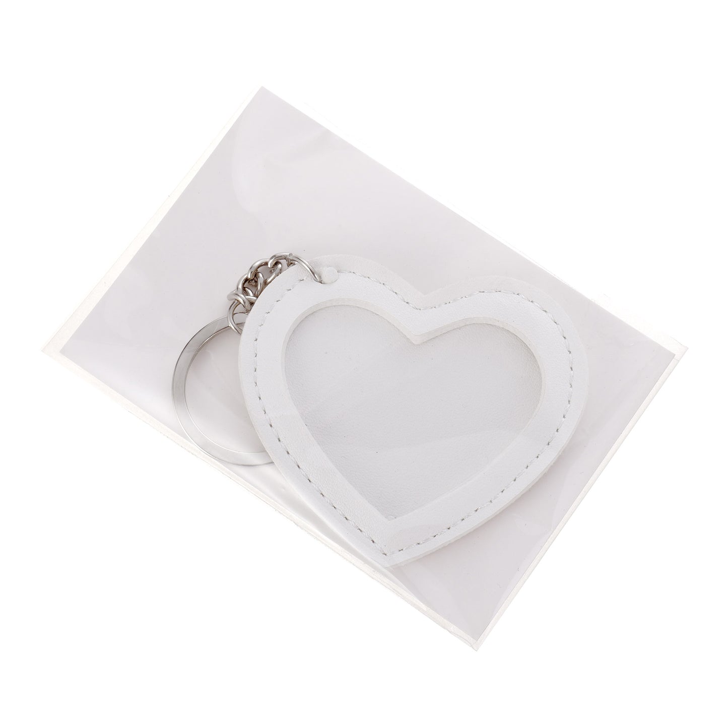 Leather keychain with heart photo insert