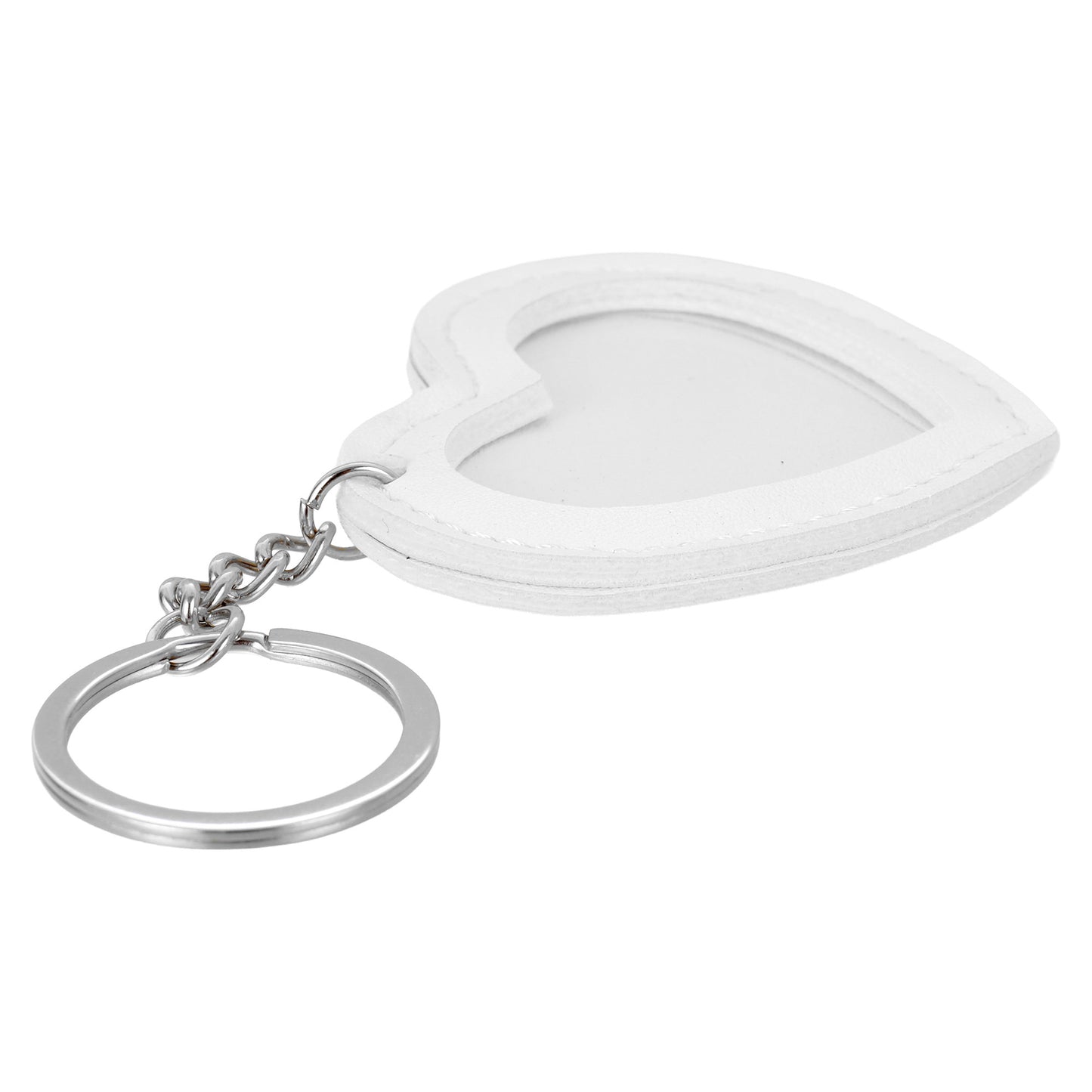 Leather keychain with heart photo insert