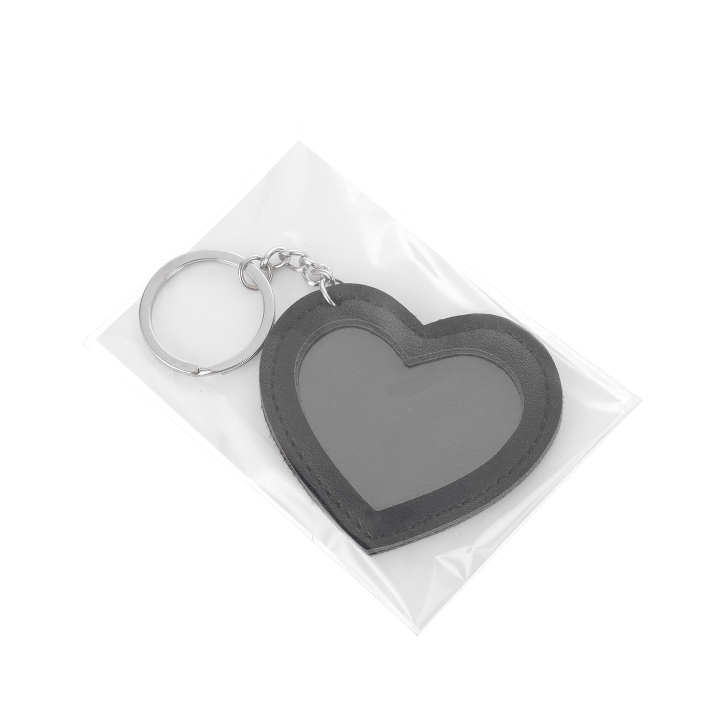 Leather keychain with heart photo insert