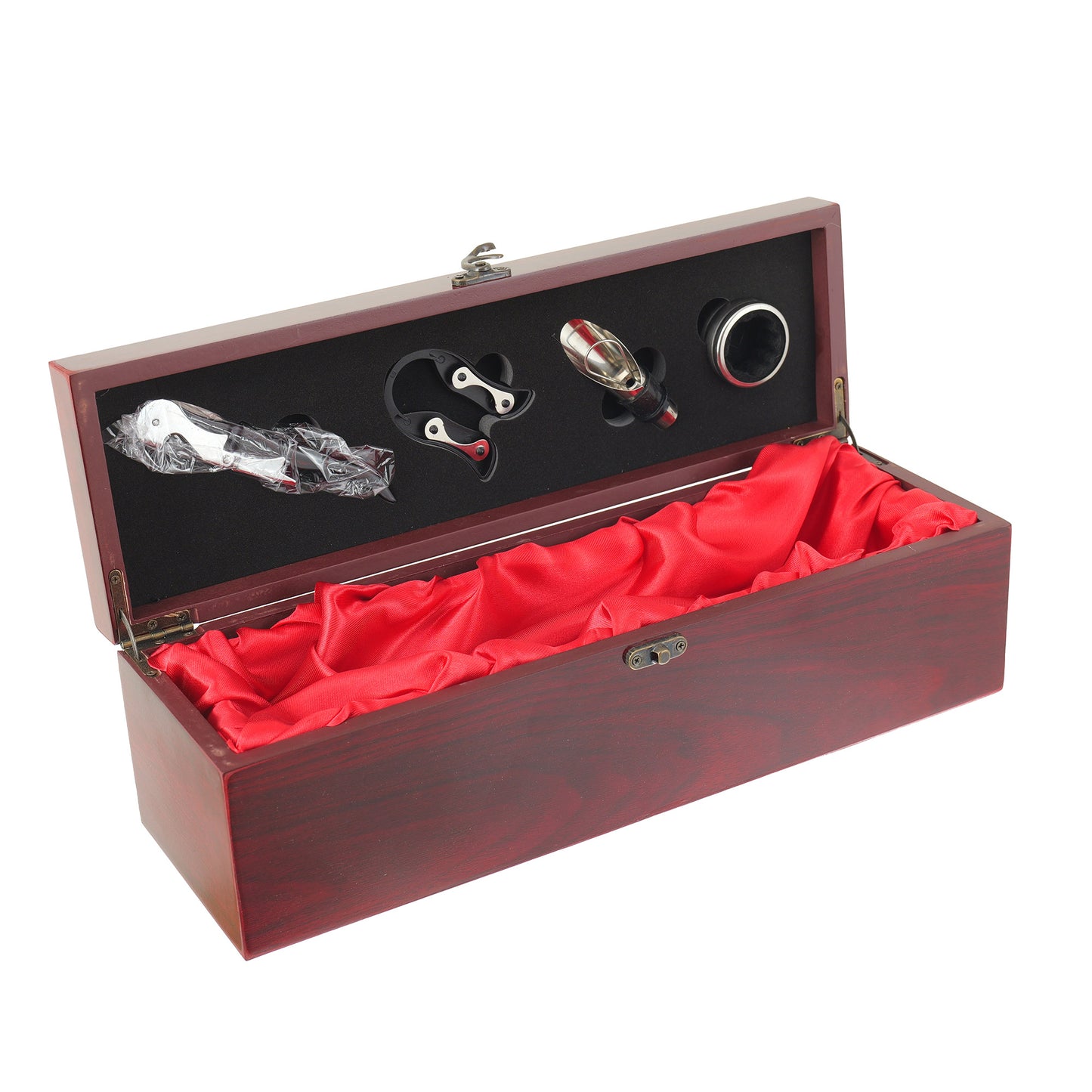 Premium wooden gift box with wine accessories