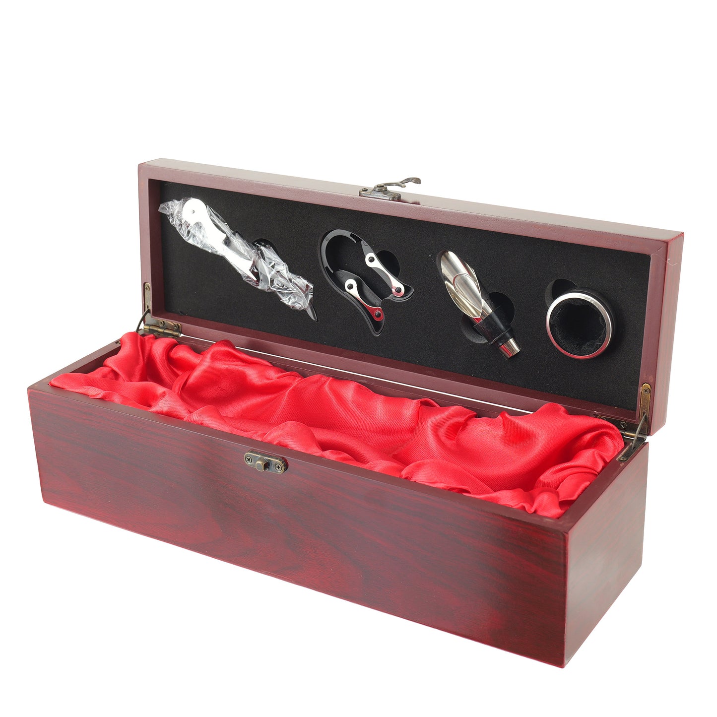 Premium wooden gift box with wine accessories