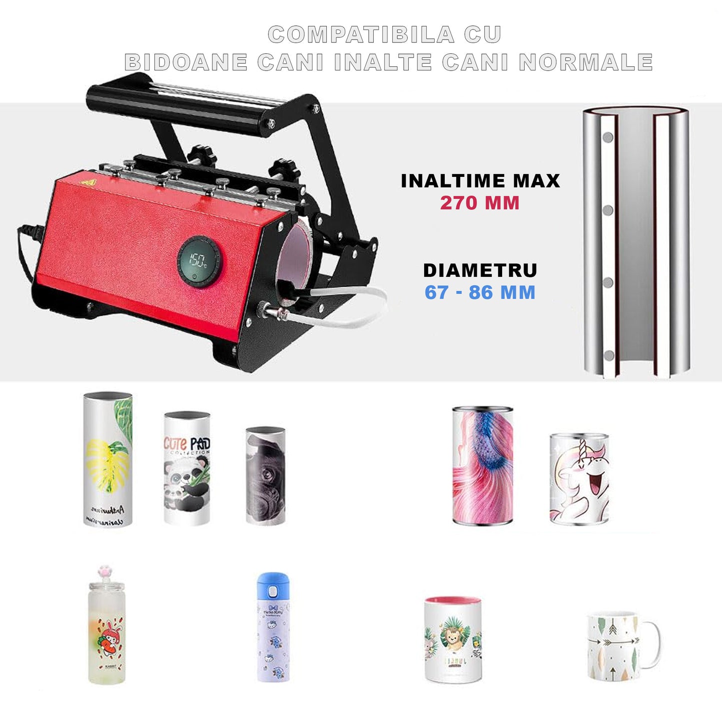 FreeSub heat press with tall sleeve (2 cups / bottles)